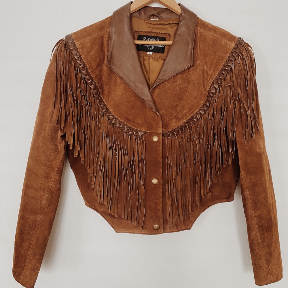 SOLD Vintage leather/suede fringe jacket